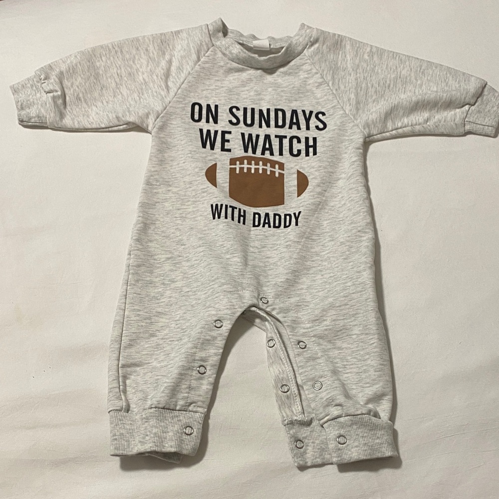 Gray Football Print Kids One Piece